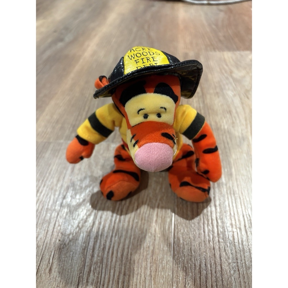 Fireman Tigger Mini Bean Bag Disney Store Firefighter Plush Winnie The Pooh Pal - Picture 2 of 5